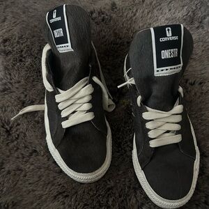 Rick Owens drkshdw X converse grey faux fur sneakers